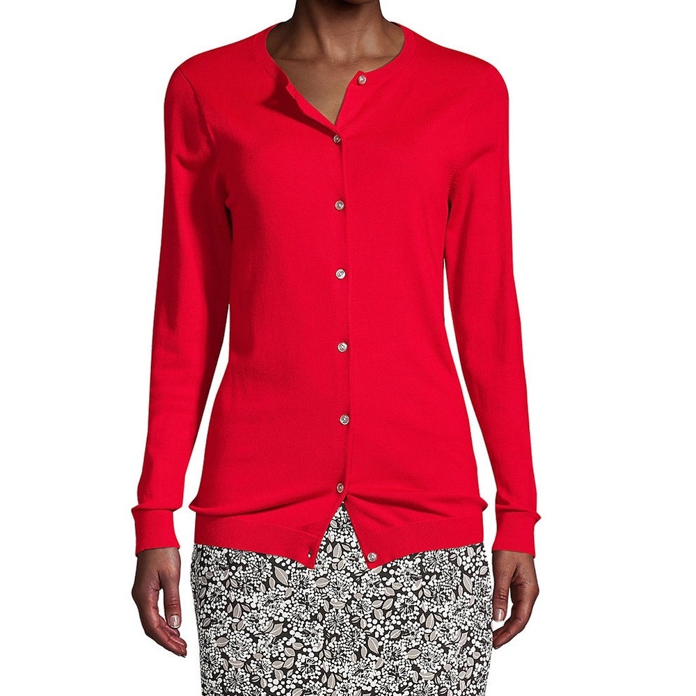 Lands End Women’s performance Crew Cardigan Size Large Red